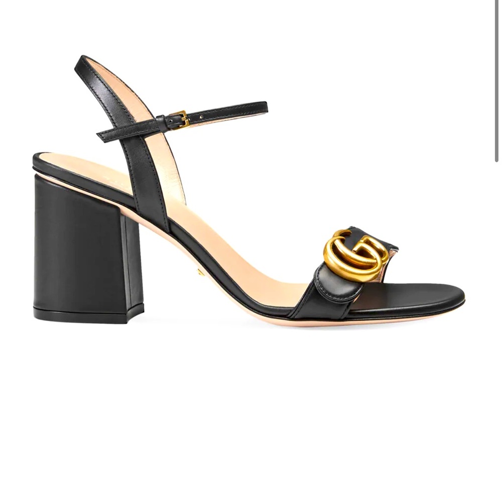 Gucci leather mid heal sandal